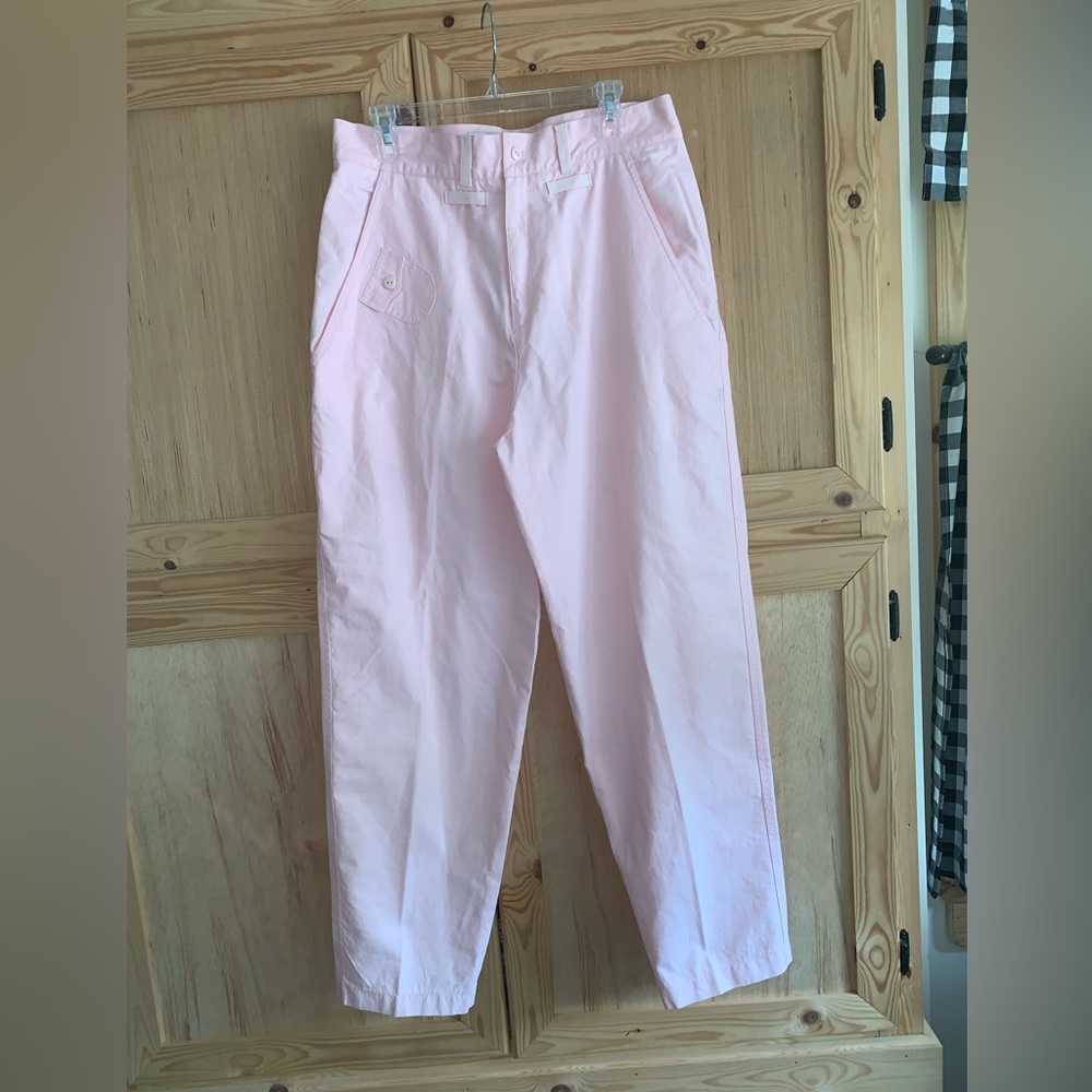 Straight Leg High-Rise Pants in Pale Pink